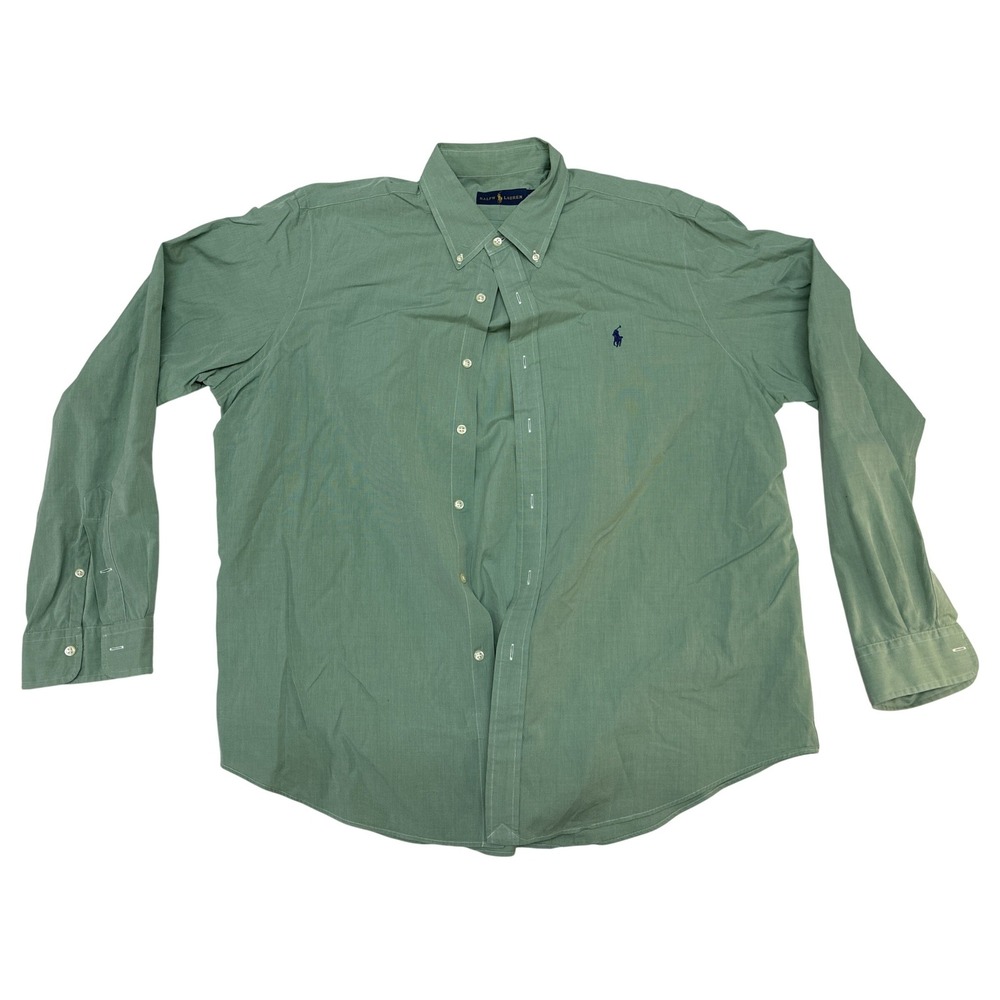 Ralph Lauren Mens XL Green Micro Pinstripe Button Down Shirt Long Sleeve